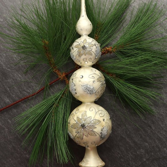 Vintage Christmas Glass Tree Topper Handpainted - Picture 7 of 7